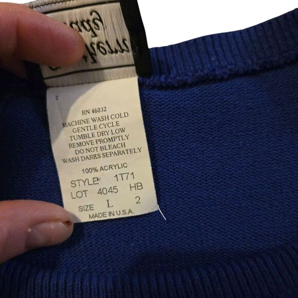 Vintage Southern Lady Large Sweater USA Purple Cottage Core Floral Easter Spring - Picture 6 of 9